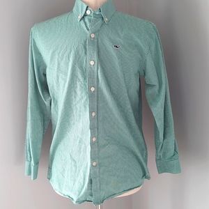 Vineyard Vines Green & White Gingham button-down shirt, Size Medium (12-14)